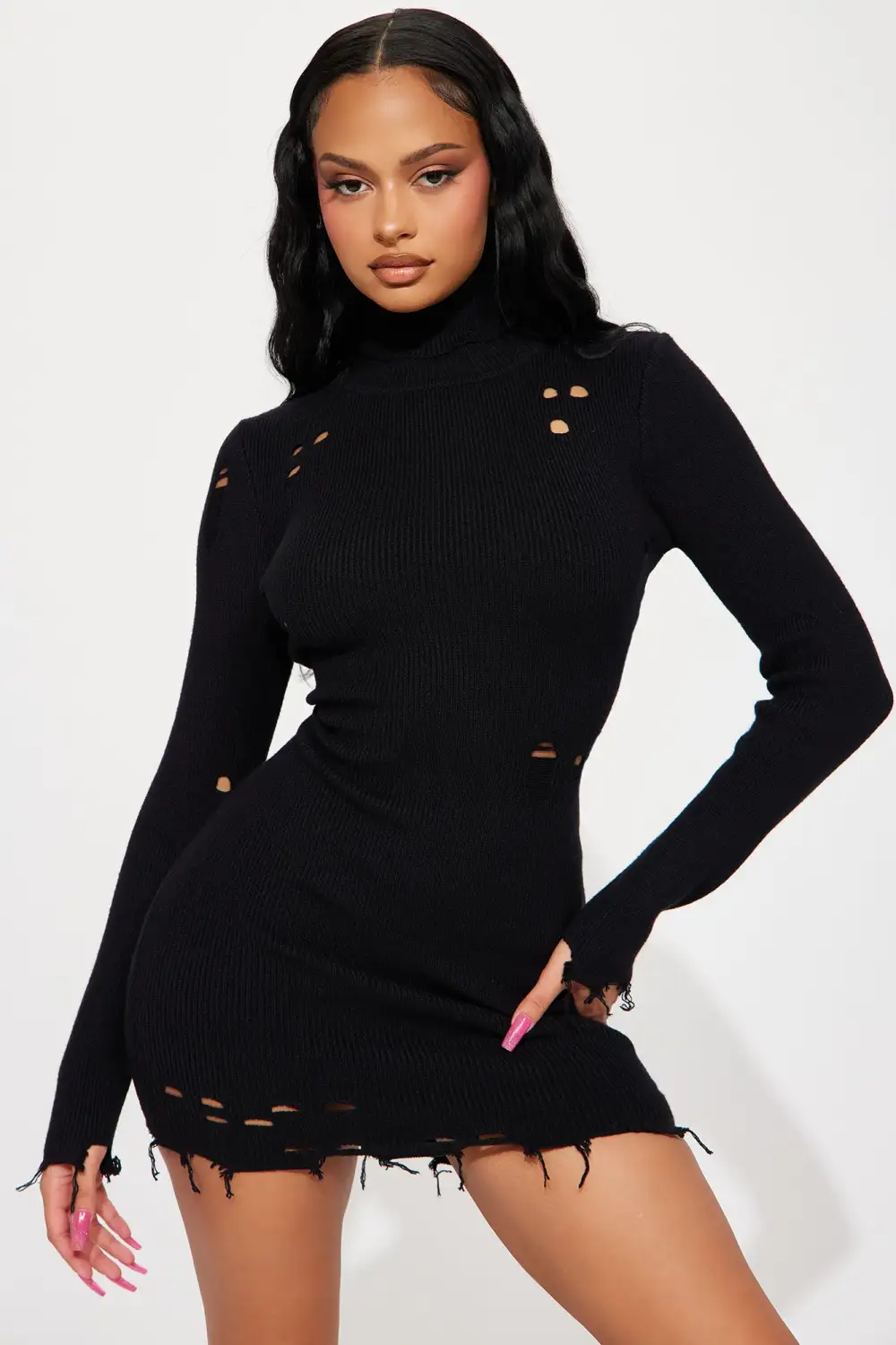 Lennox Sweater Mini Dress - Black