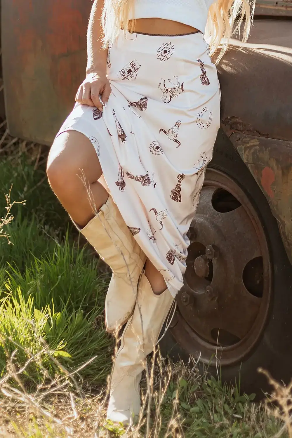 Satin Western Skirt