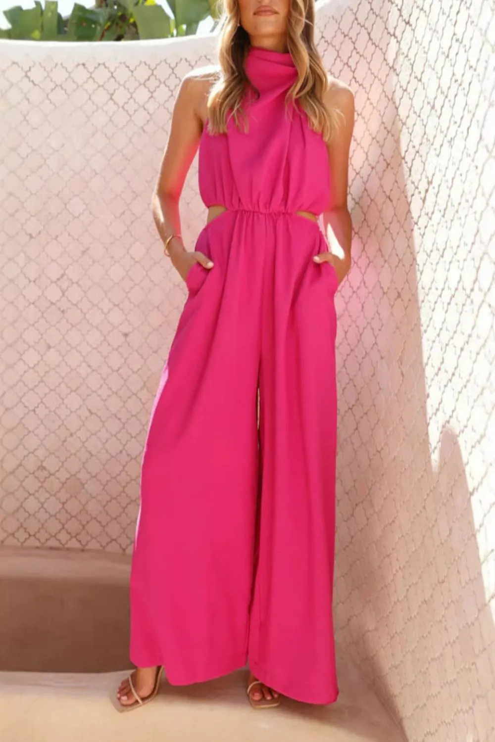 Refined Wide Leg Sleeveless Jumpsuit