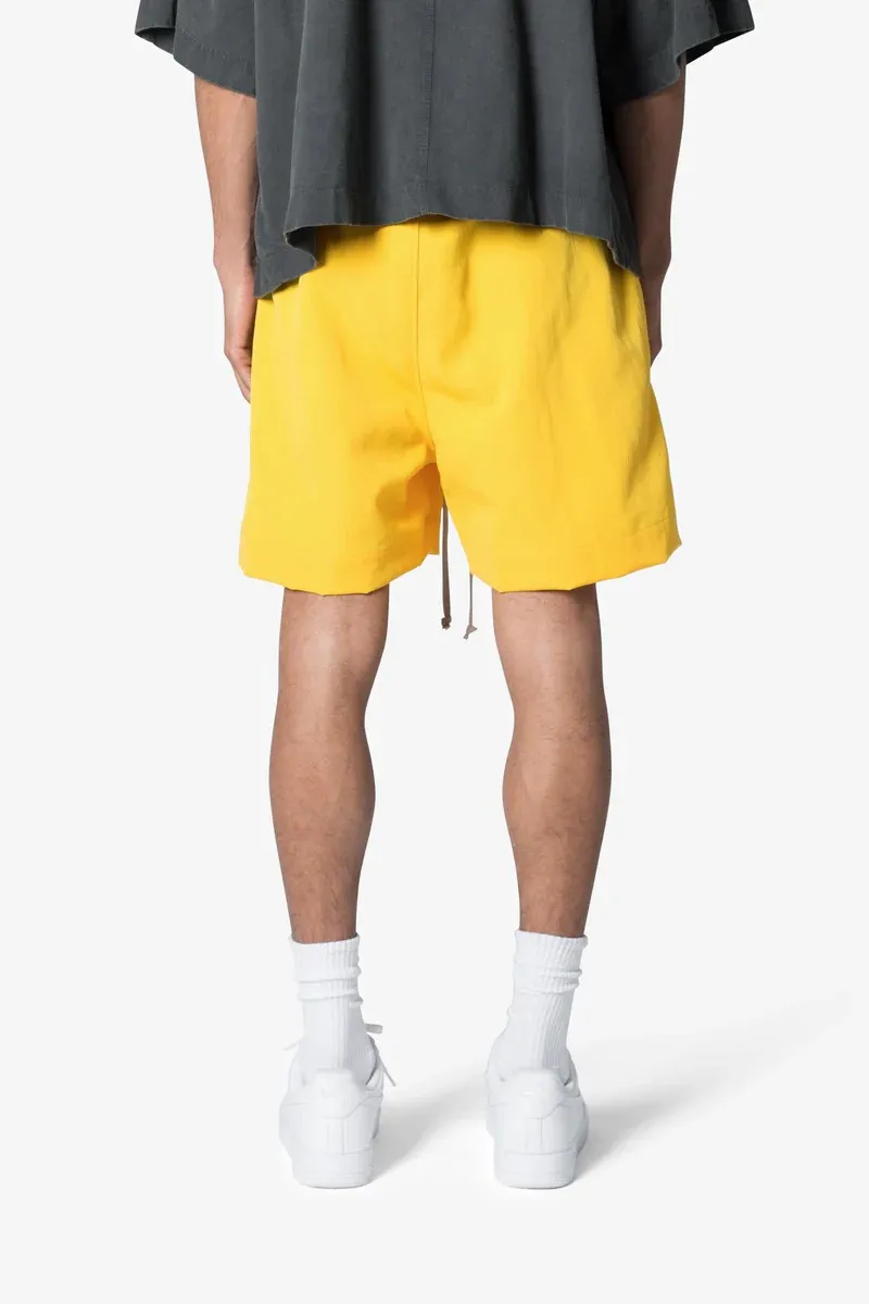 BRIGHT YELLOW ELASTIC WAIST SHORTS