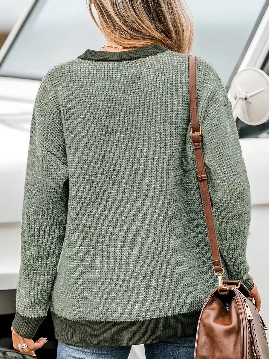 Two-tone drop-sleeve sweater