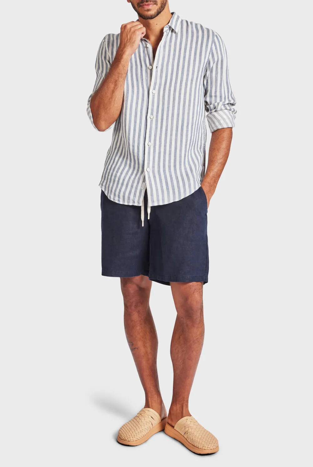 Jeff Linen Short-Ice grey