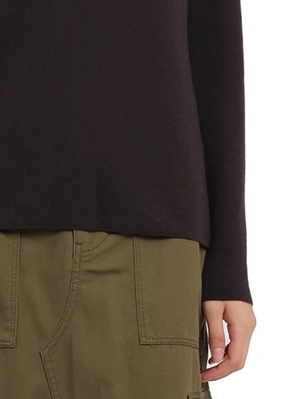 Solid Color Contrast Trim Turtle Neck
