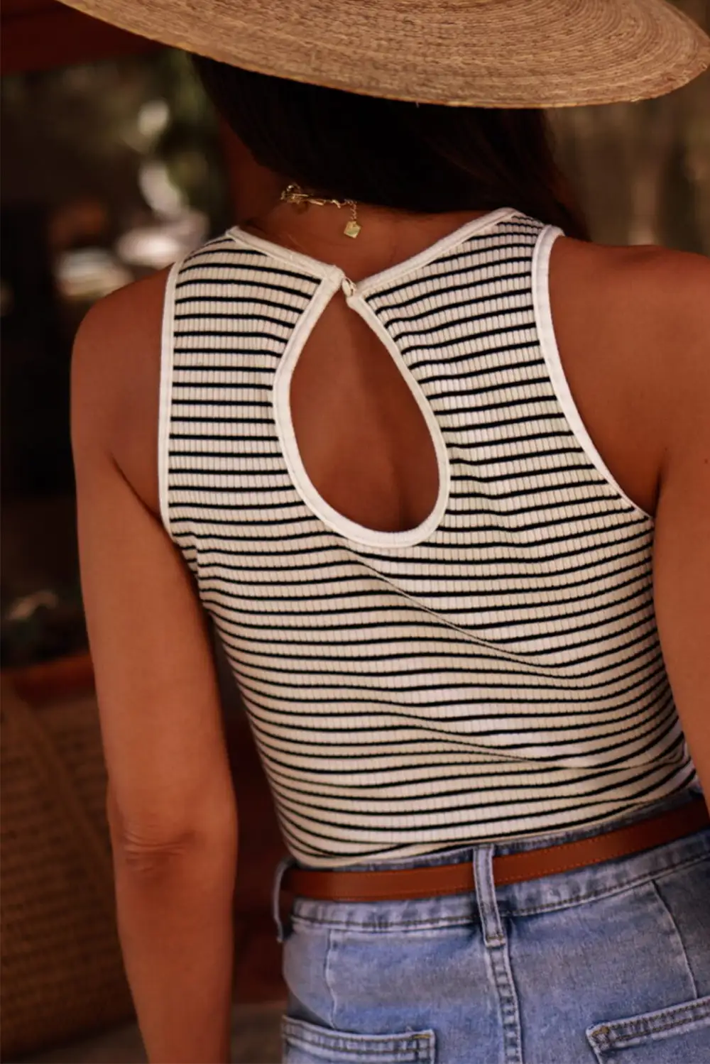 Everyday Print Ribbed Knit Sleeveless Top