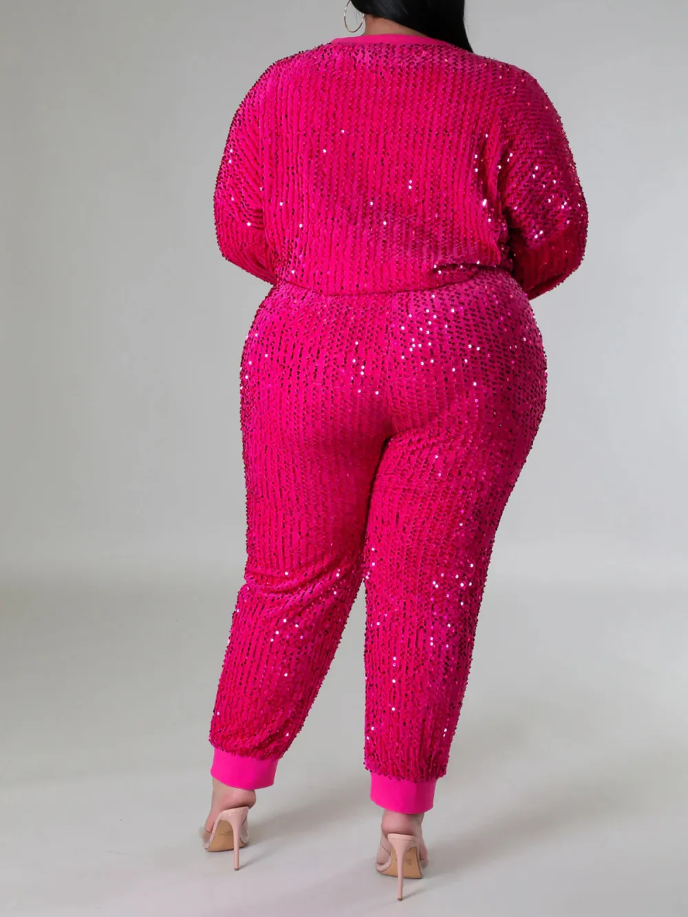 Plus Size Women'S Fashion Sequin Suit