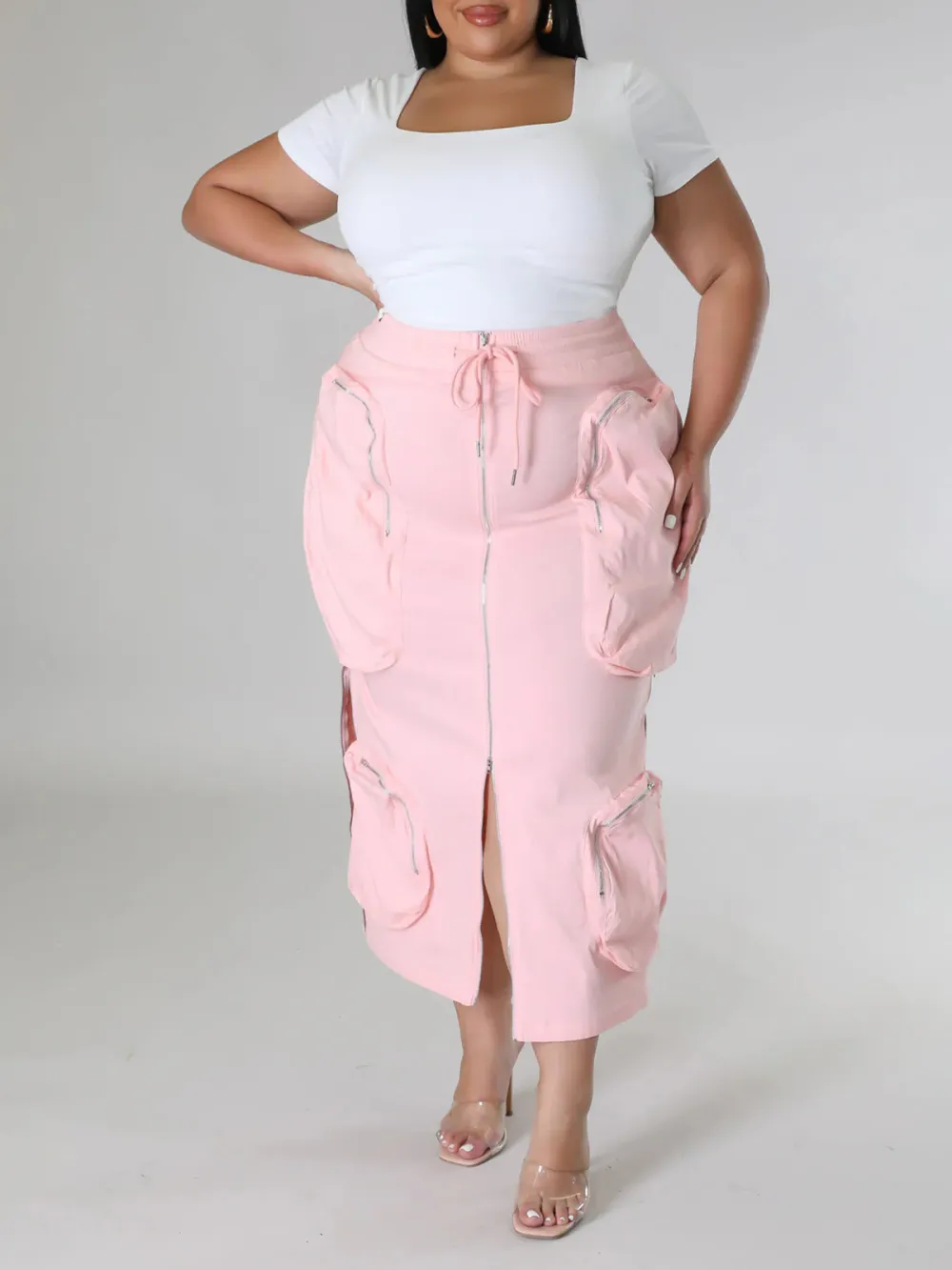 Plus-Size Fashion Women'S Cargo Style Skirt