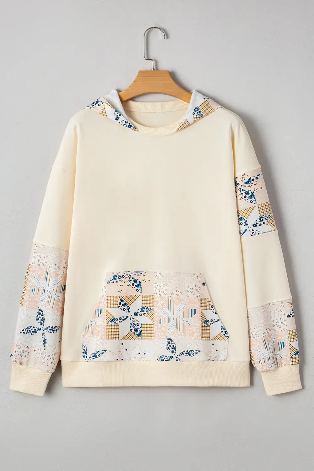 Patchwork Pocket Detail Western Inspired Hoodie