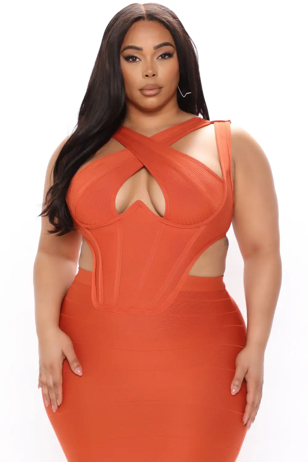 Sending My Best Bandage Midi Dress - Rust