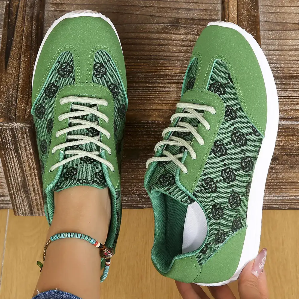 Floral Patterned Lace-Up Sneakers