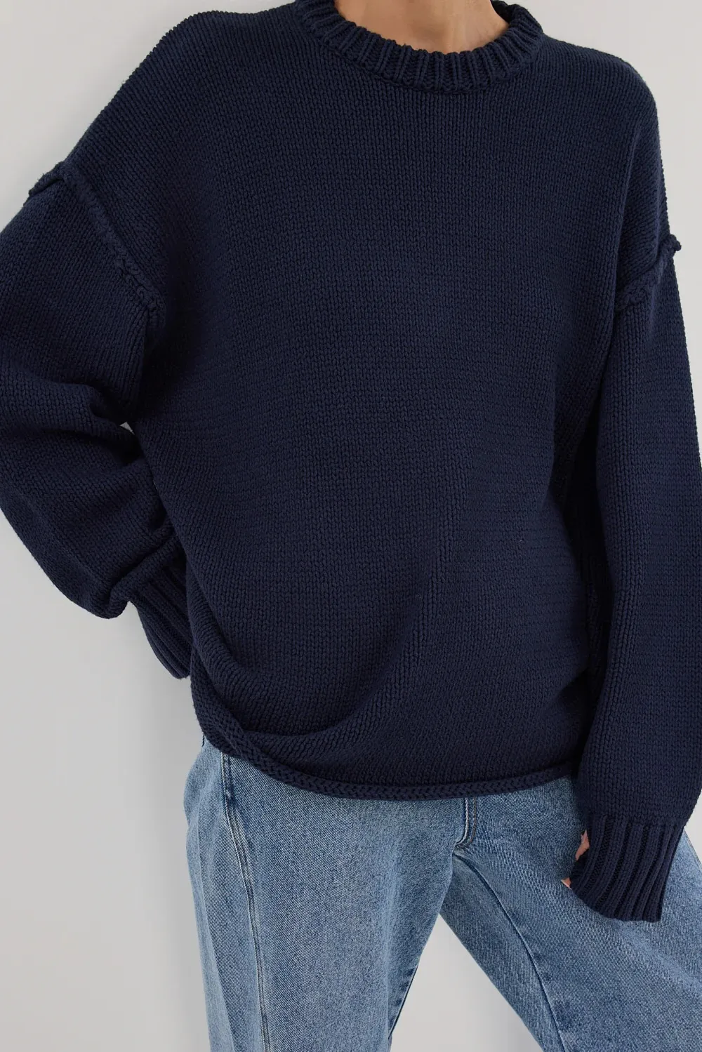 NAVY LONGLINE KNIT JUMPER