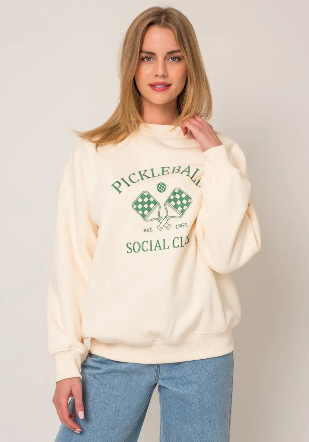 Pickleball Crewneck ? Cream/Green