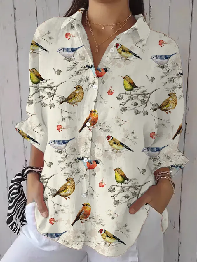 Women's Branches And Bird Prints Shirt