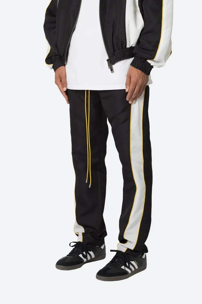 BLACK WITH YELLOW WHITE STRIPE SWEATPANTS