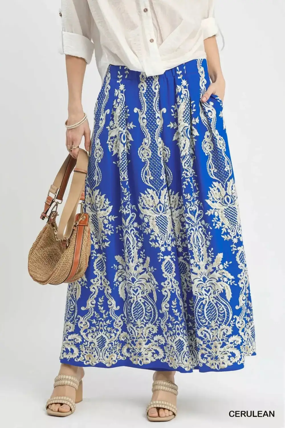 Everyday Border Print Wide Leg Pants
