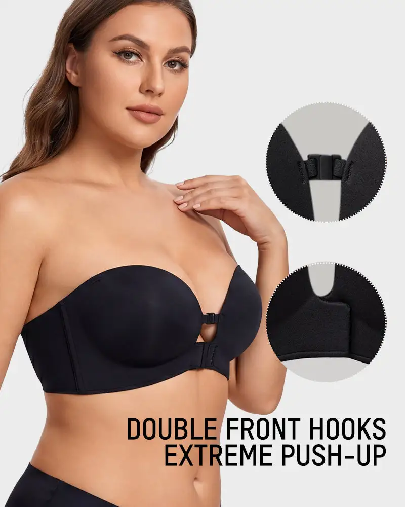 Strapless Front-Close Push-Up Bra
