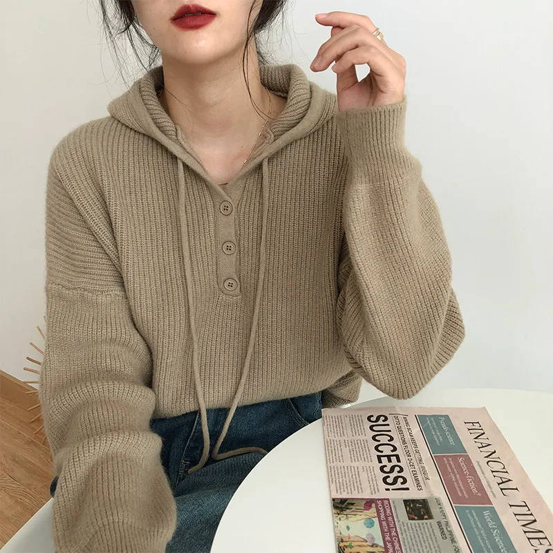 Simple Plain Hooded Sweater