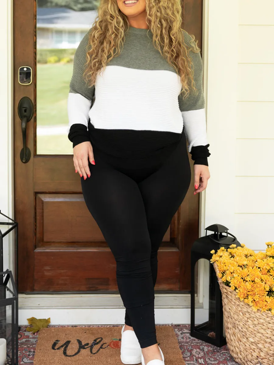 Multi Color Patchwork Loose Knit Sweater