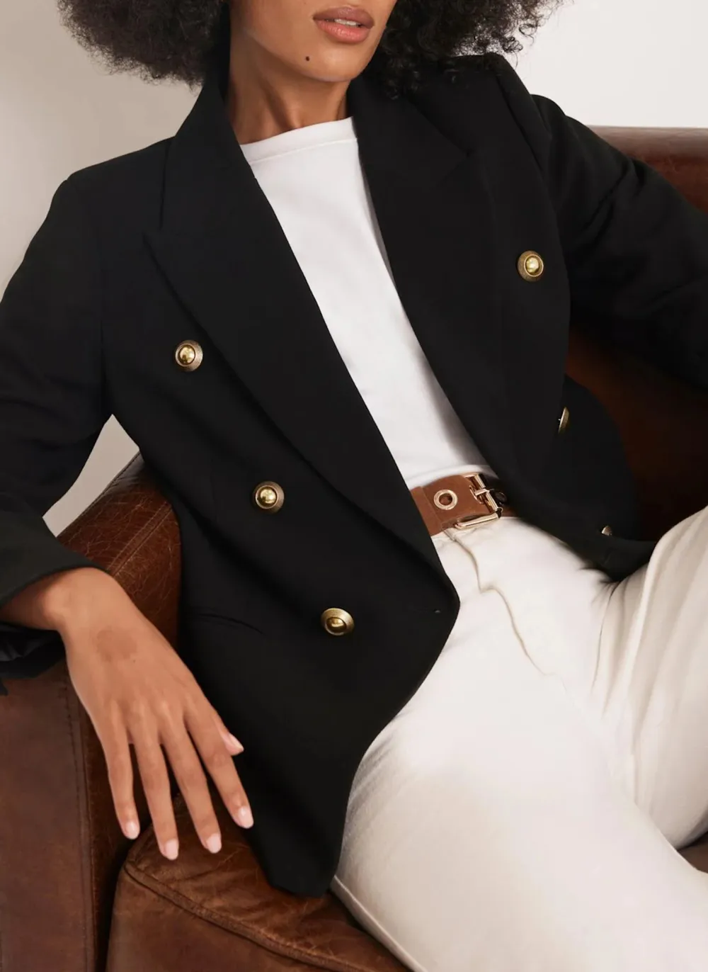 Casual Style Black Double Breasted Blazer