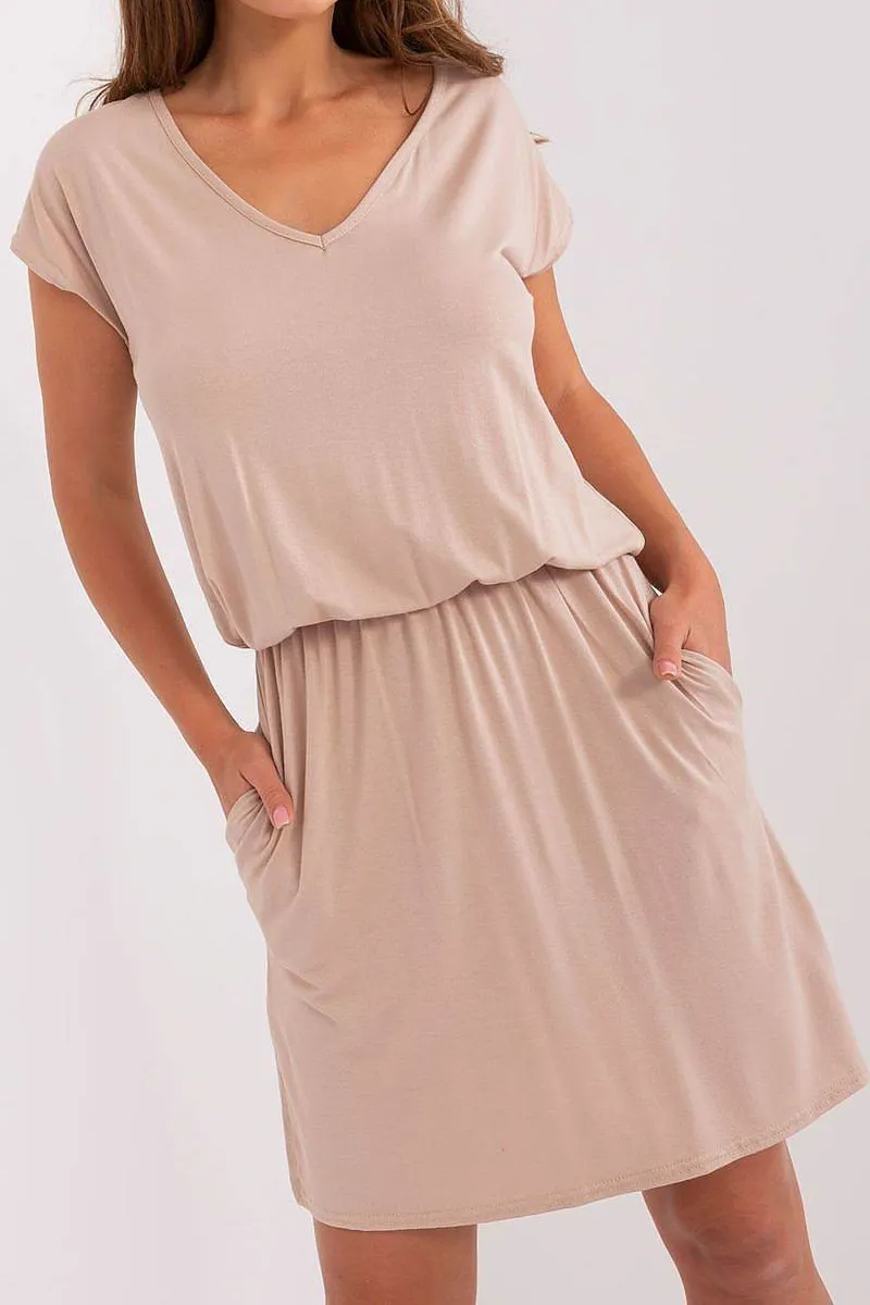 Pocketed Short Sleeve Casual Dress