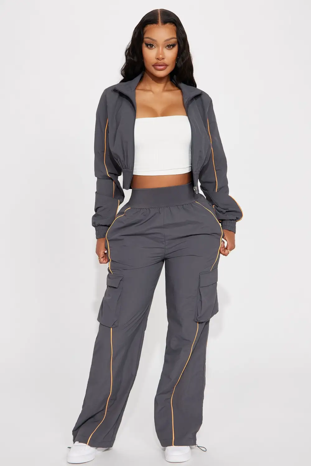 Steal The Moment Windbreaker Pant Set - Charcoal/combo