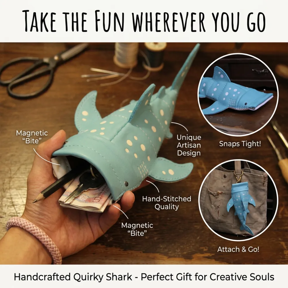 Cute Shark-Shaped Glasses Case Pencil Case Coin Purse