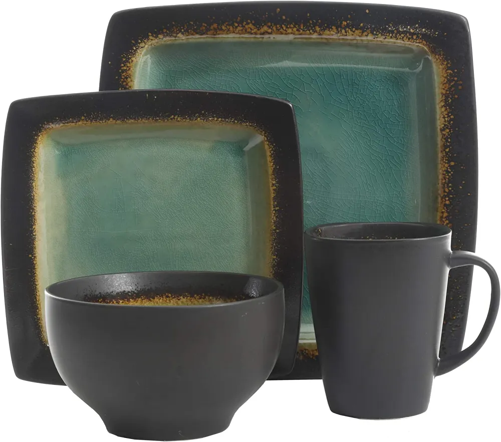 Gibson Elite Althea Reactive Dinnerware Set, 16 Pc, Teal