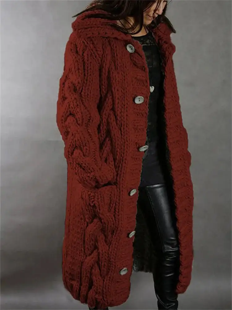 Pearl-Button Plaid Knit Cardigan