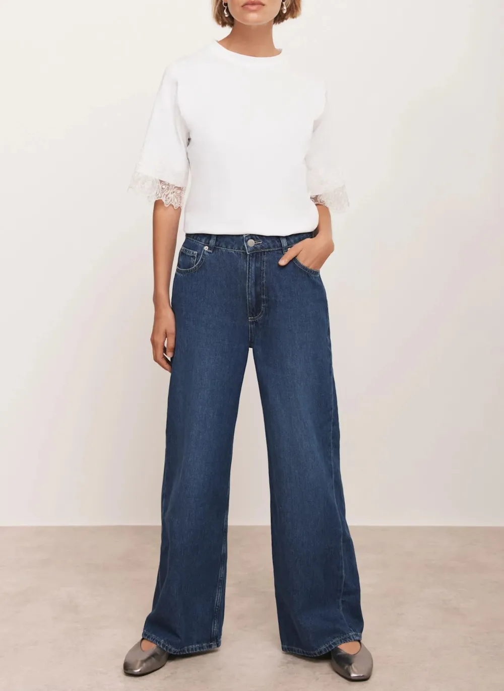 Casual Style White Cotton T-Shirt