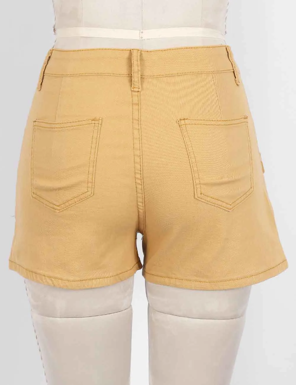 Button Front Pocket Denim Shorts