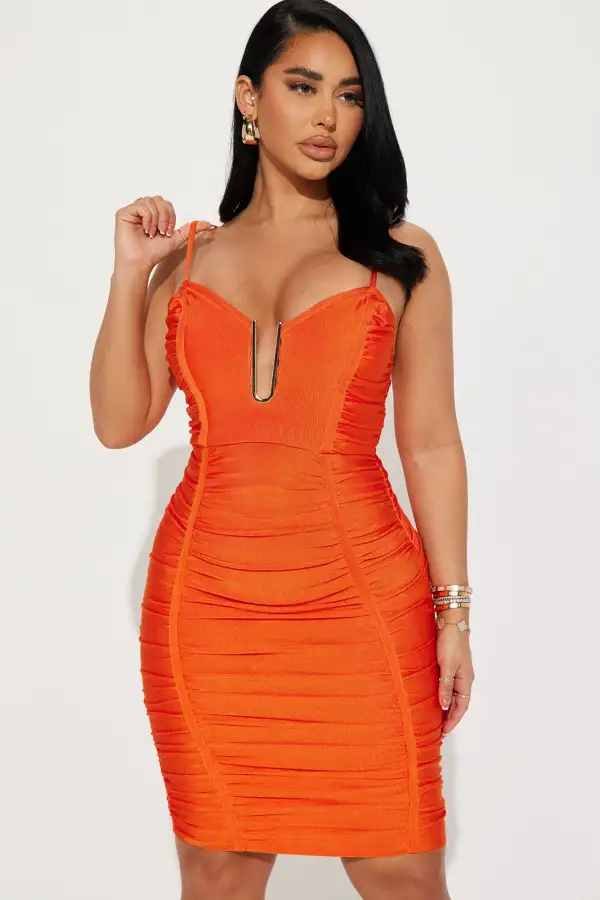 U Love It Bandage Midi Dress - Orange