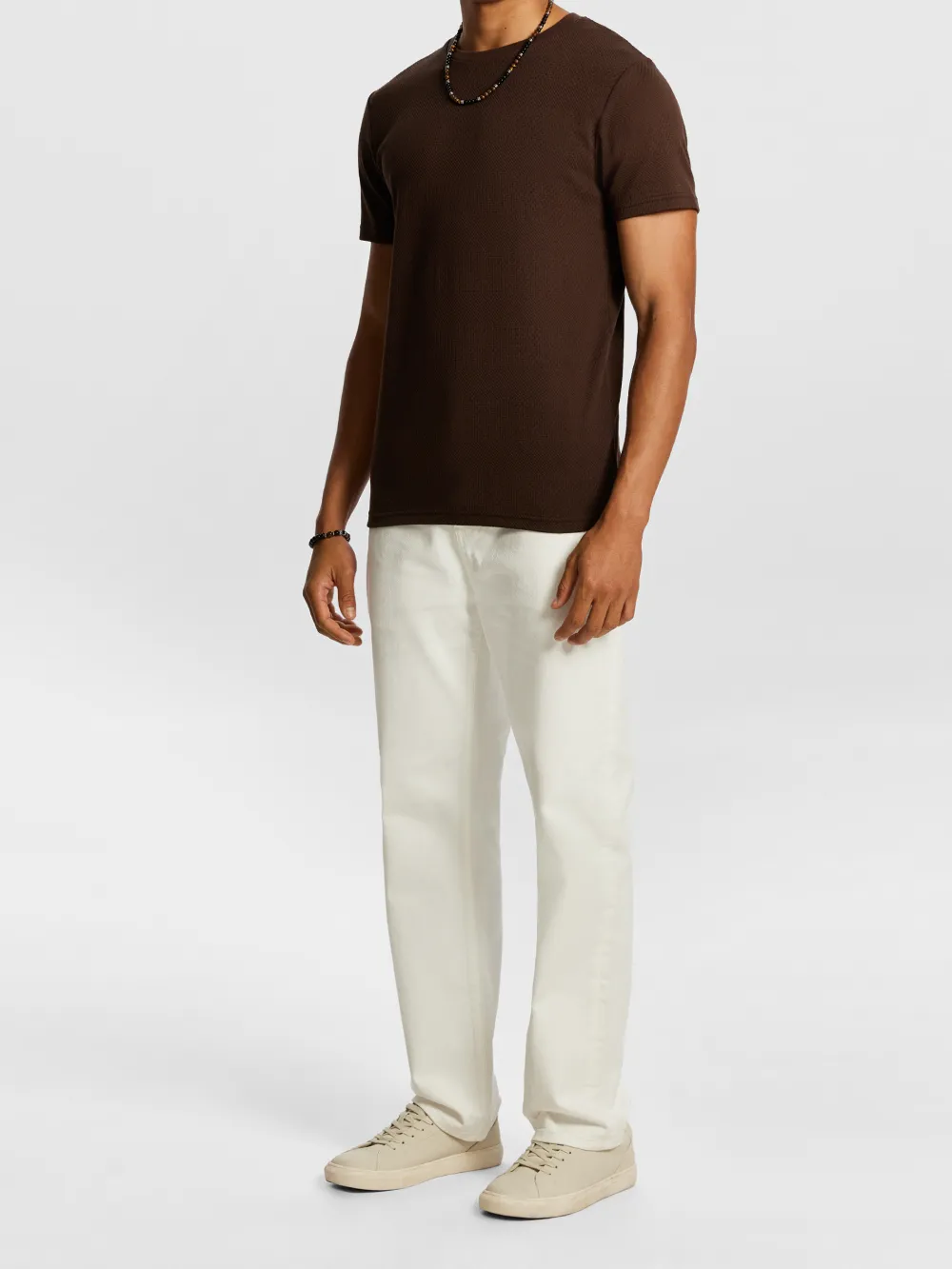 Solid Color Knit Short Sleeve T-Shirt