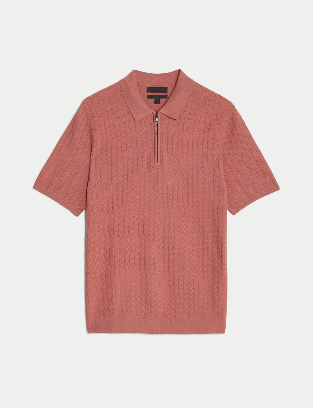 Cotton Rich Textured Knitted Polo Shirt