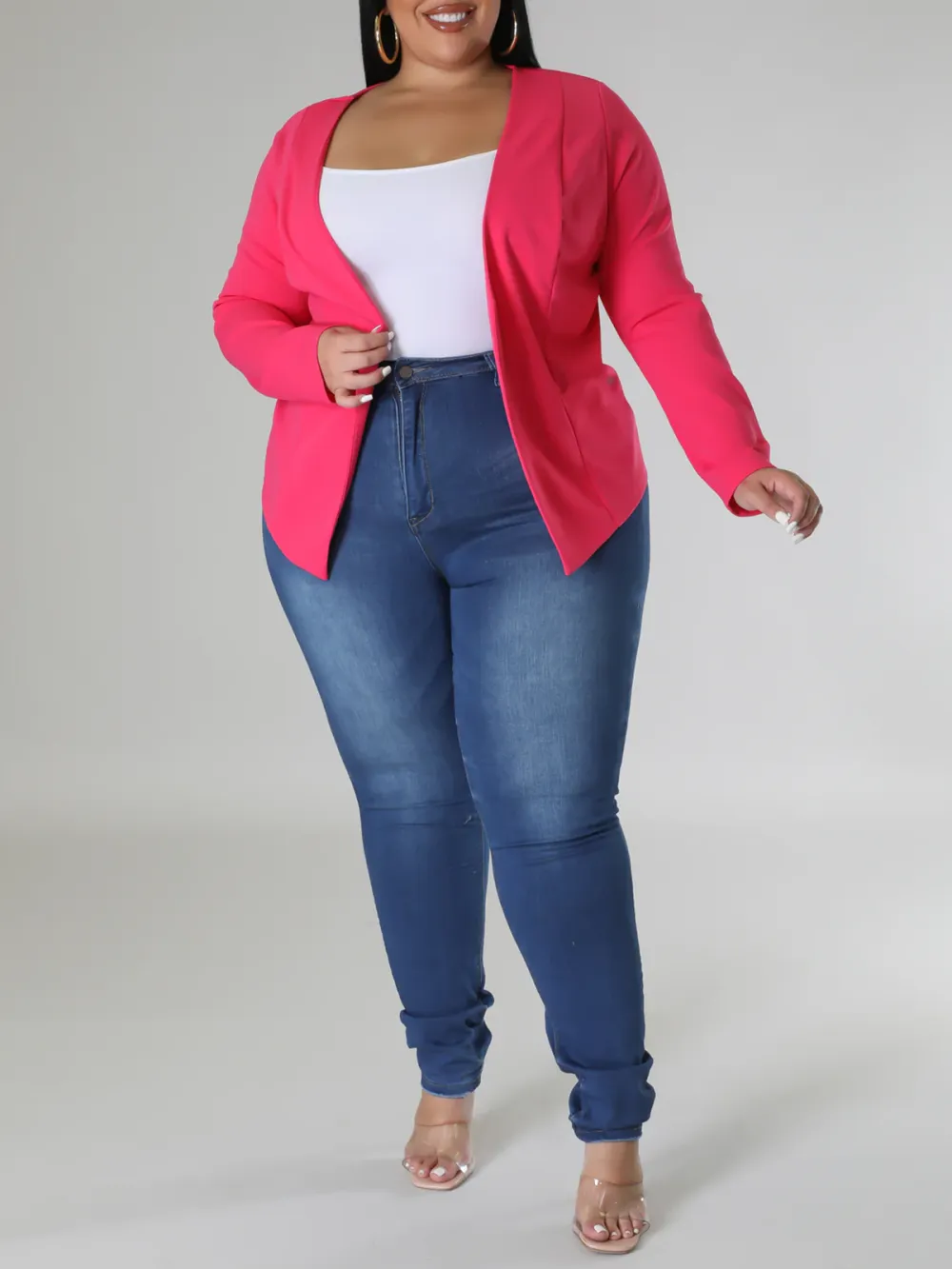 Plus-Size Fashion Women'S Solid Color Cardigan