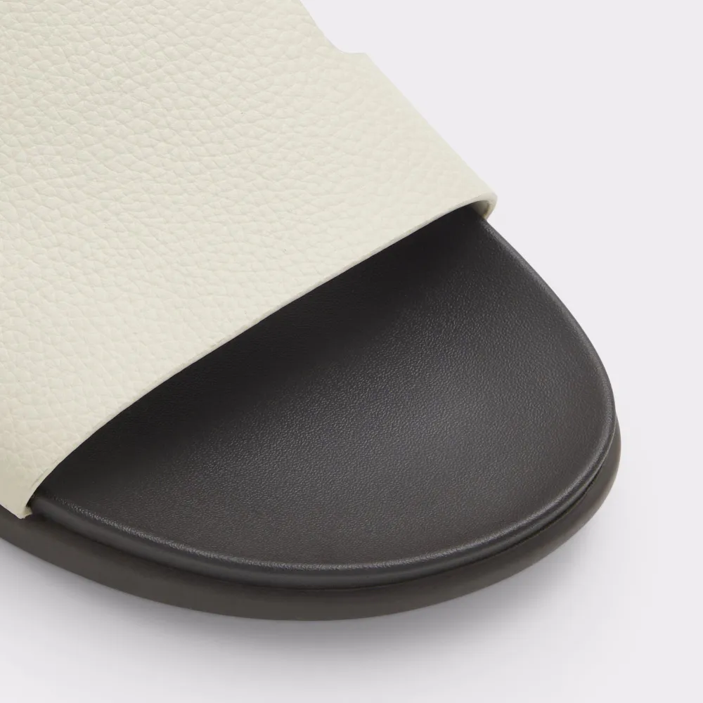 Light Grey Leather Cutout Flat Slides