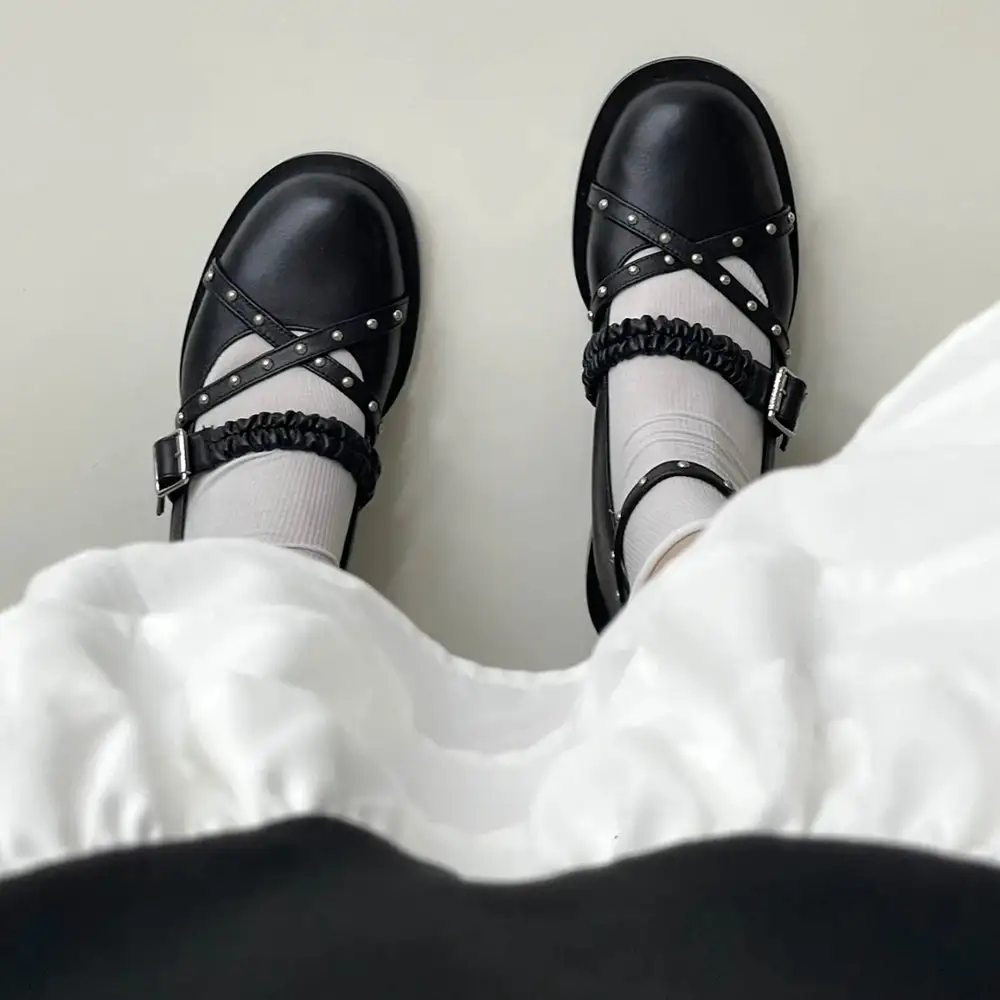Grunge Sleaze Studded Mary Janes