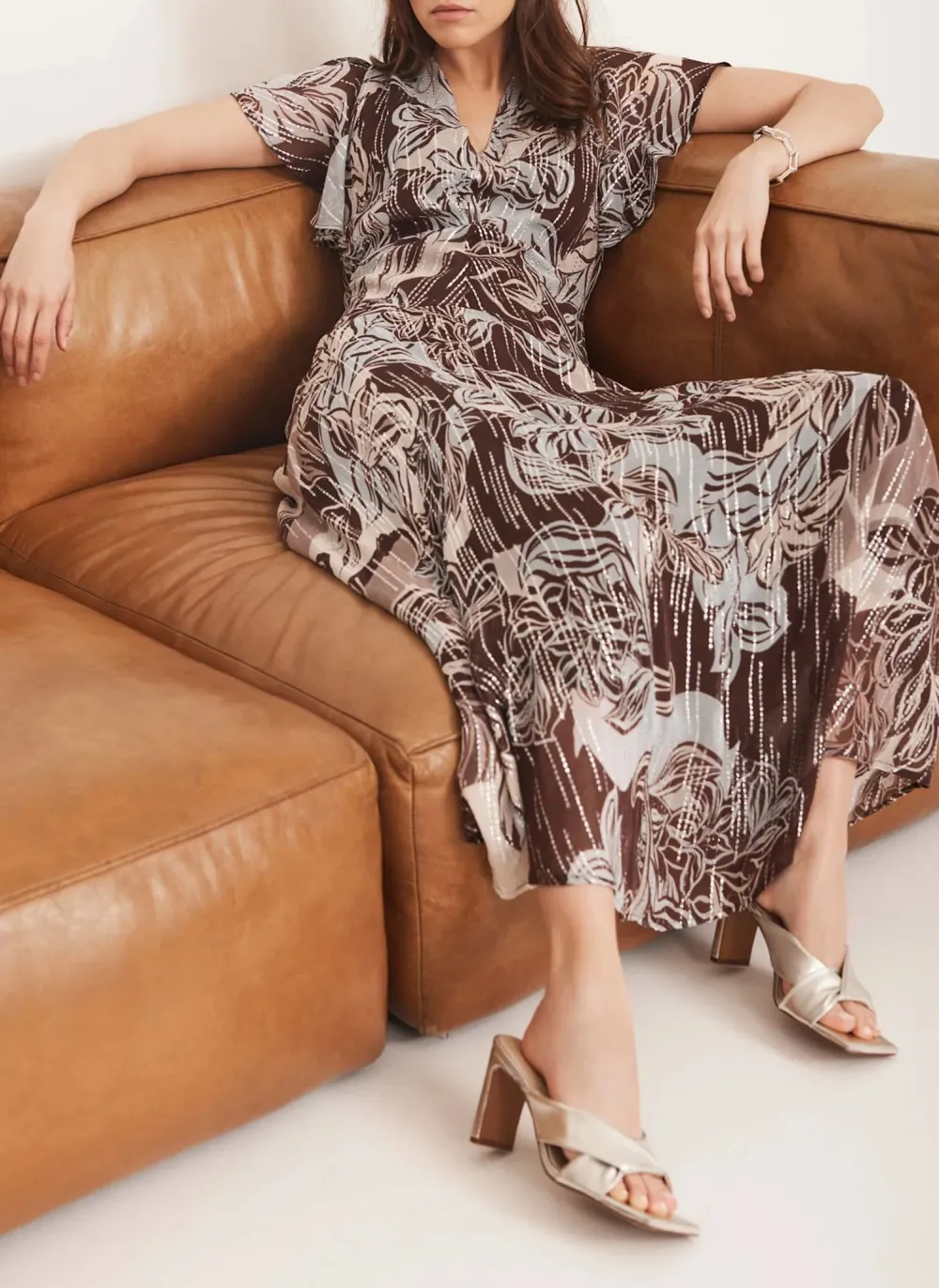 Casual Style Brown Floral Print Maxi Dress