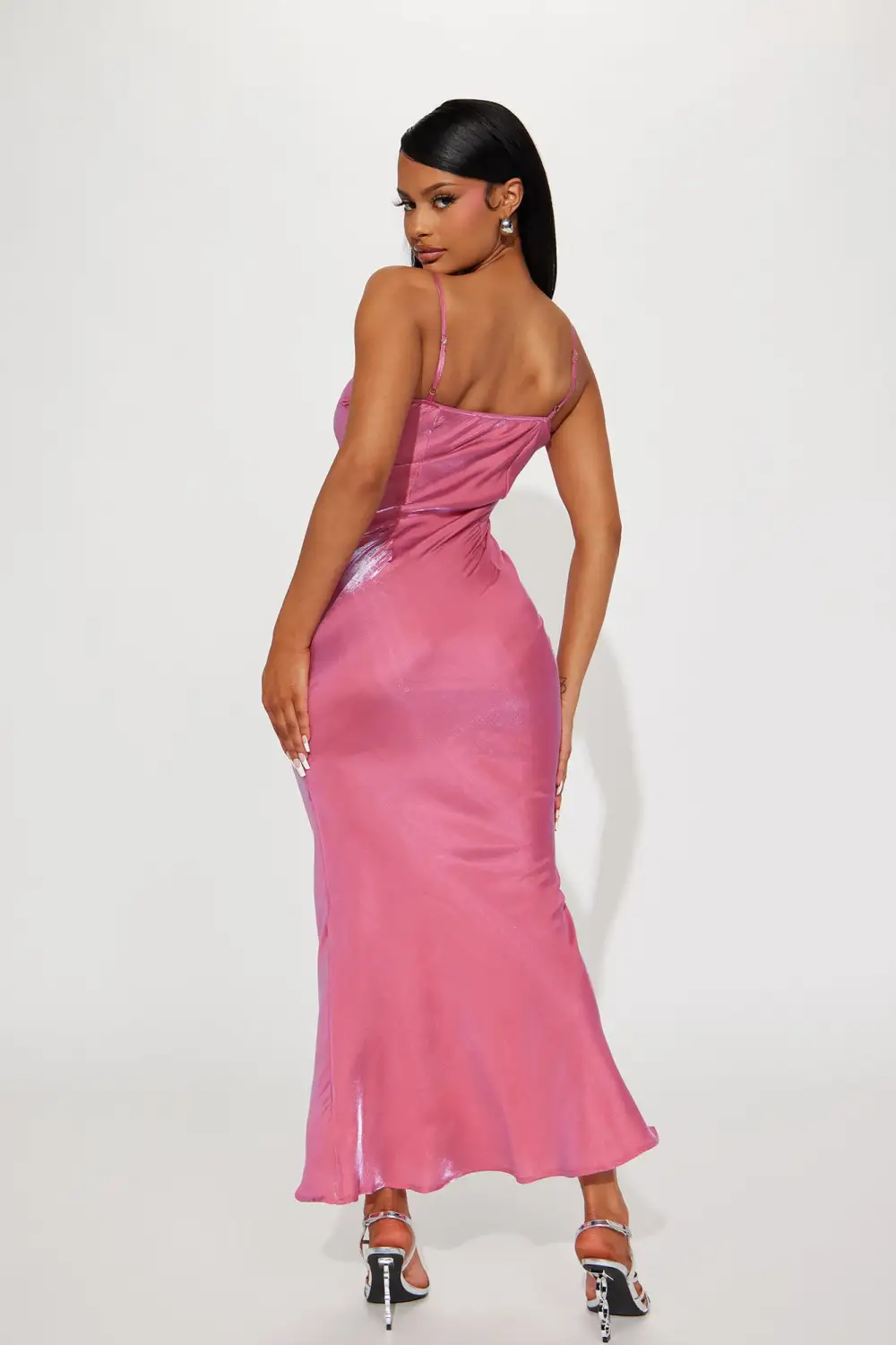 Celeste Satin Maxi Dress - Pink