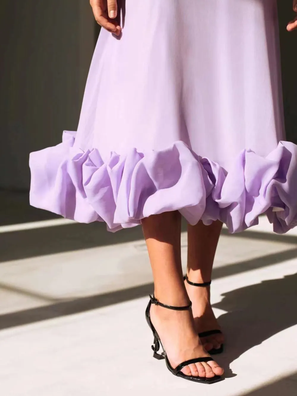 Scoop Neck Ruffle Midi Dress