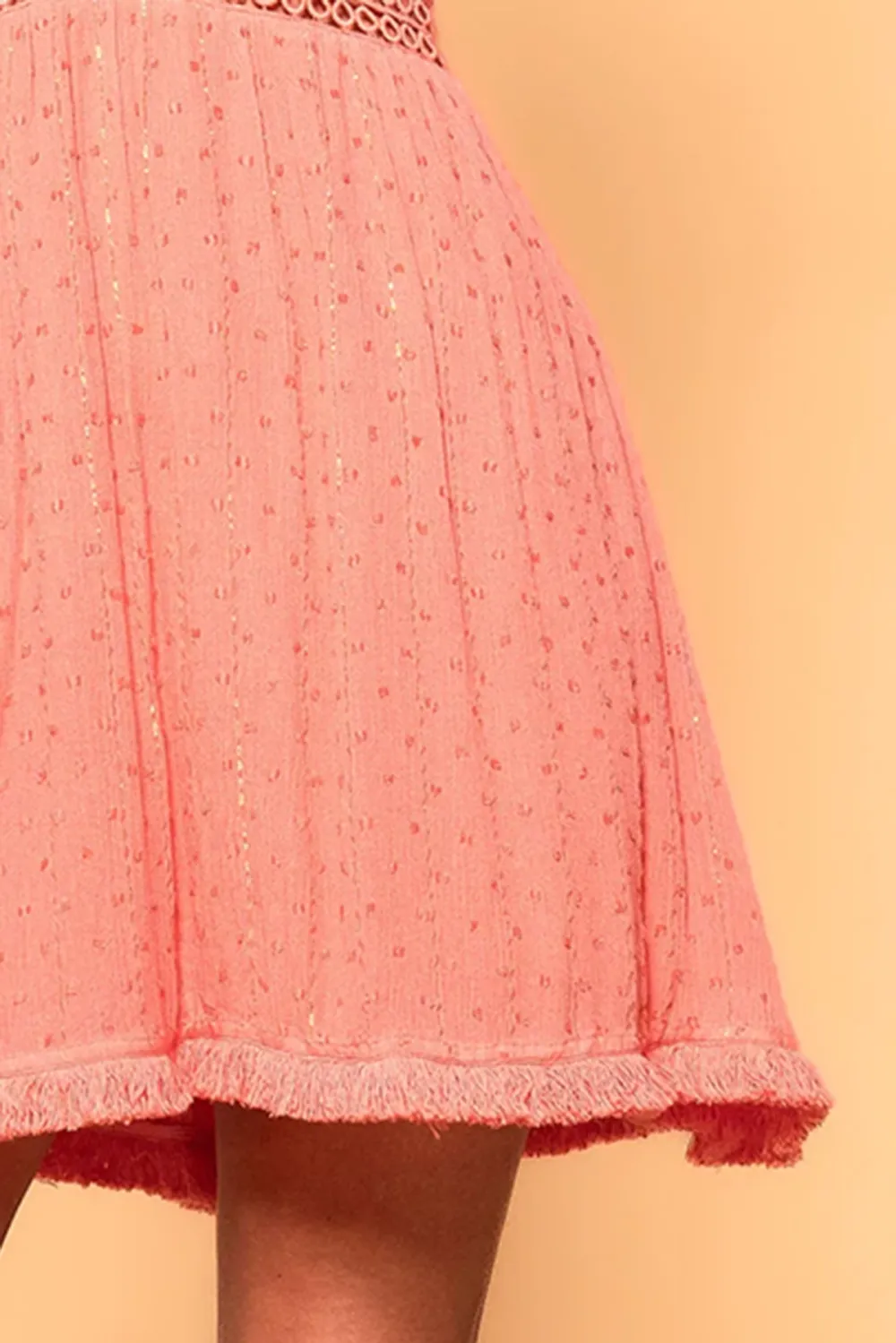 Coral Embroidered Mini Dress