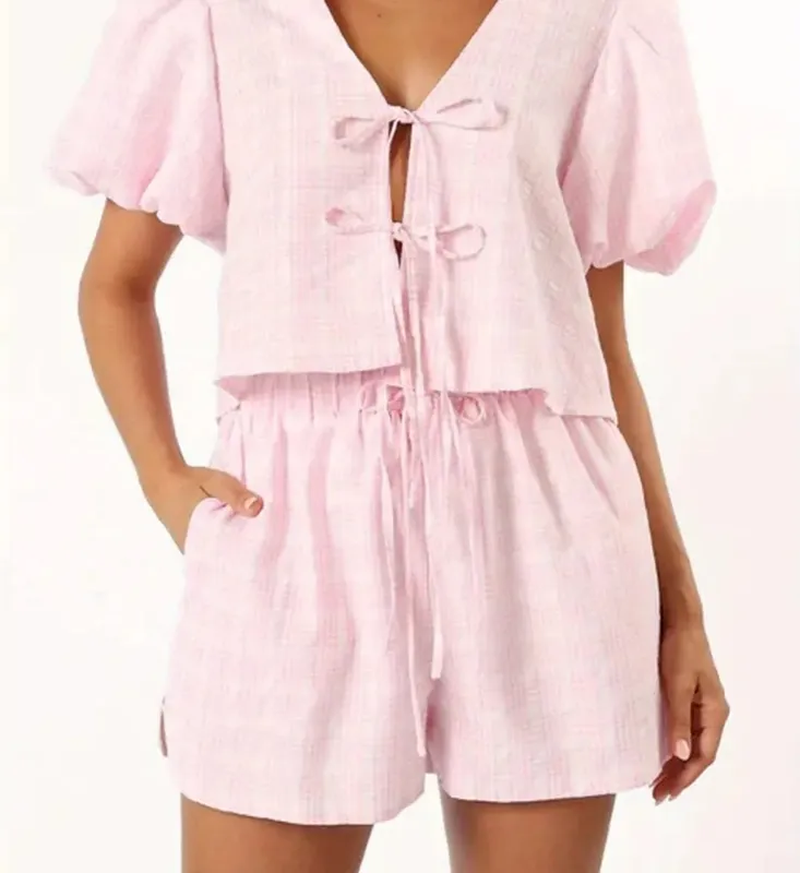 Pink Gingham Short Set