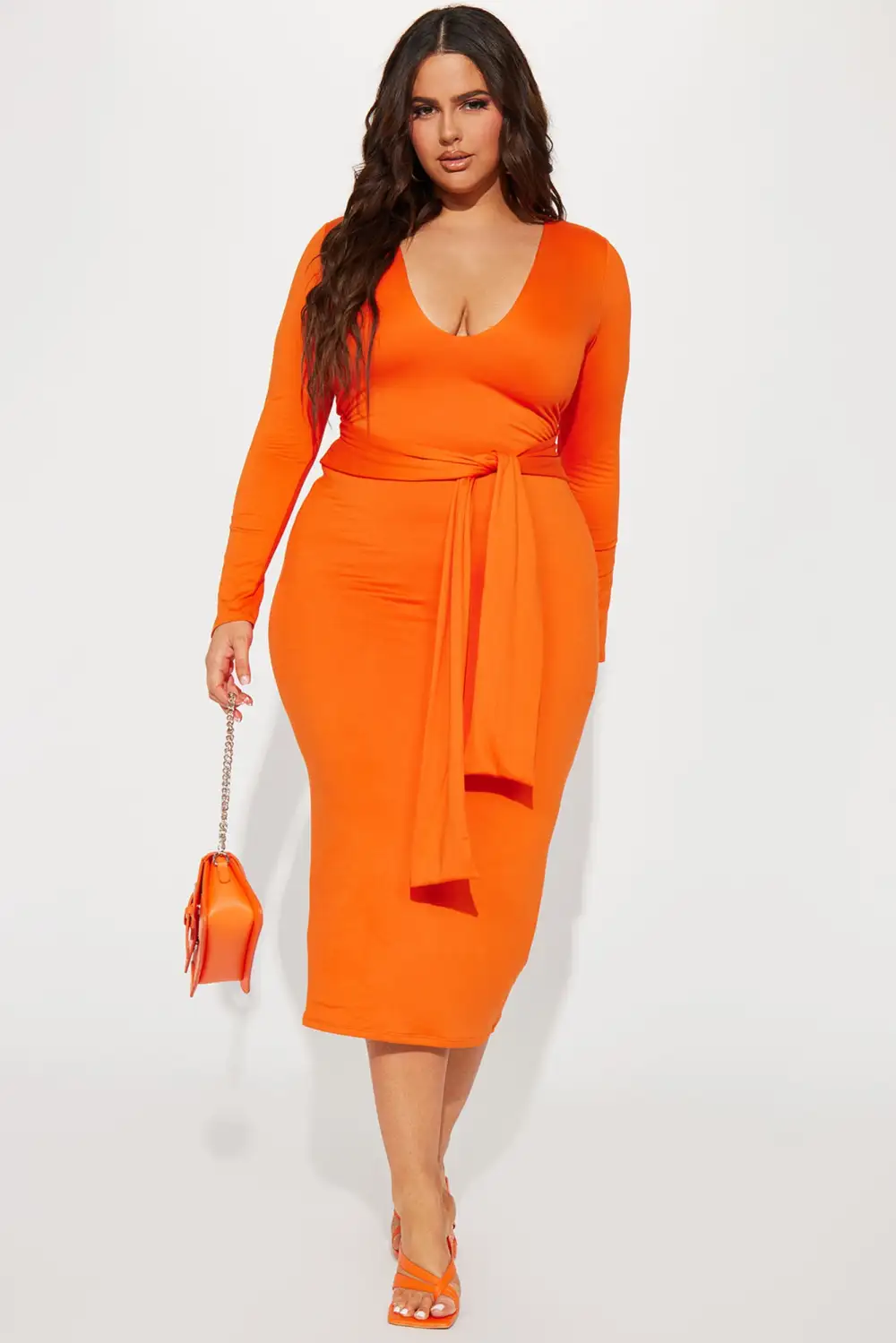 Hues of Love Midi Dress - Orange