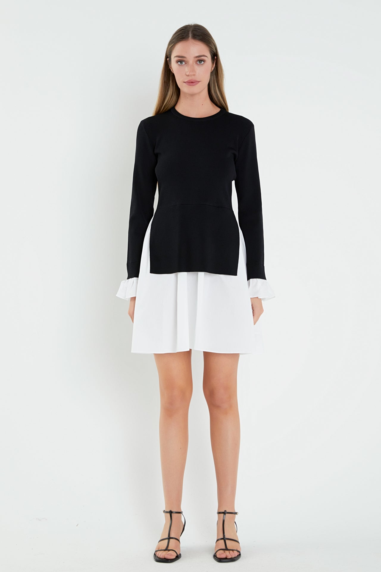 Poplin Combo Knit Dress