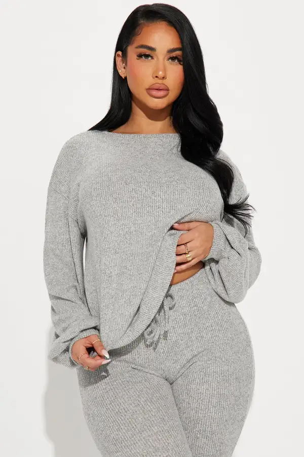 Comfy N Cozy Legging Set - Heather Grey