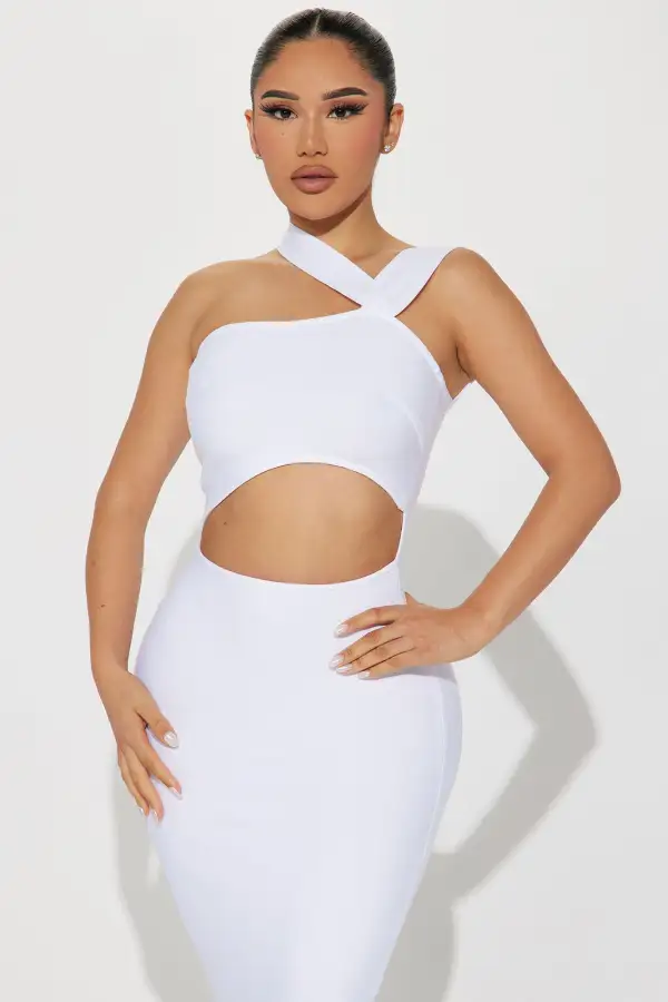 Evangeline Bandage Midi Dress - White