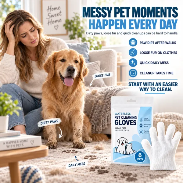 Pet No-Rinse Grooming Gloves