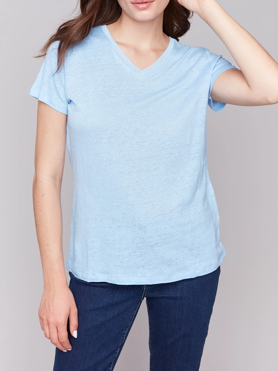 Cool Linen Breathable V-Neck Short Sleeves