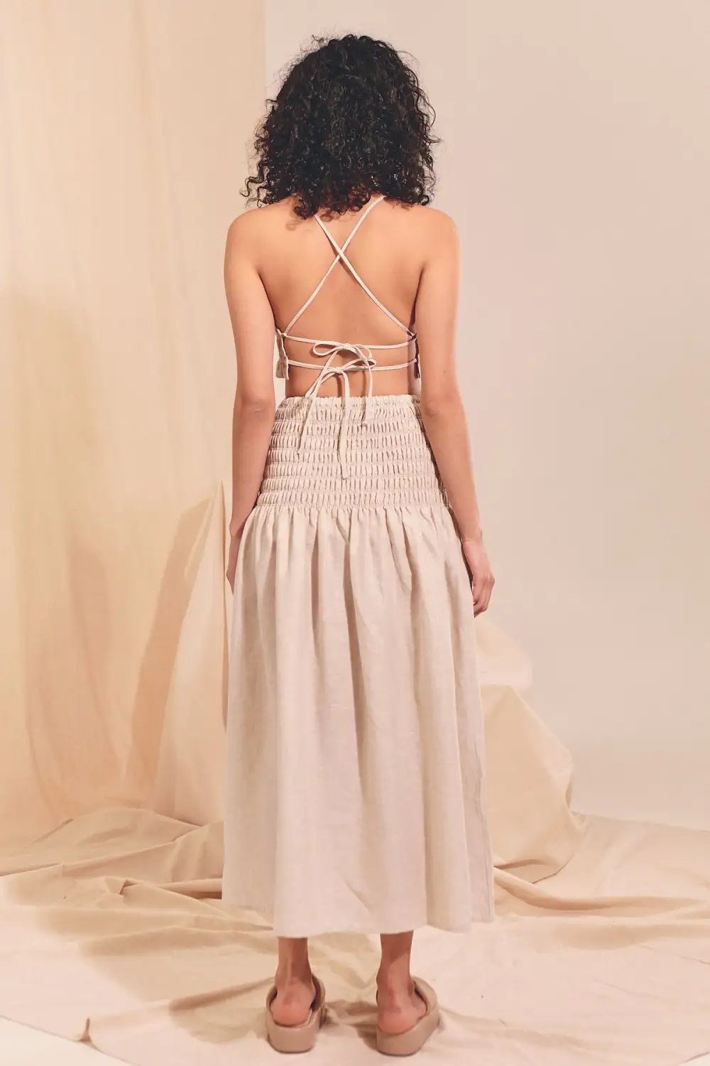 Cece Linen Crop- Natural Kiva