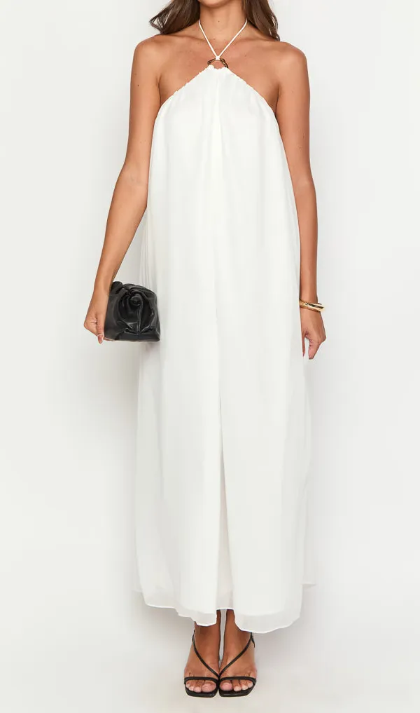 Modern Halter Halter Neck Flowy Maxi Dress
