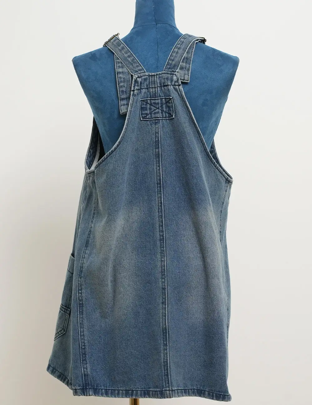 Adjustable Pocket Denim Mini Overall Dress