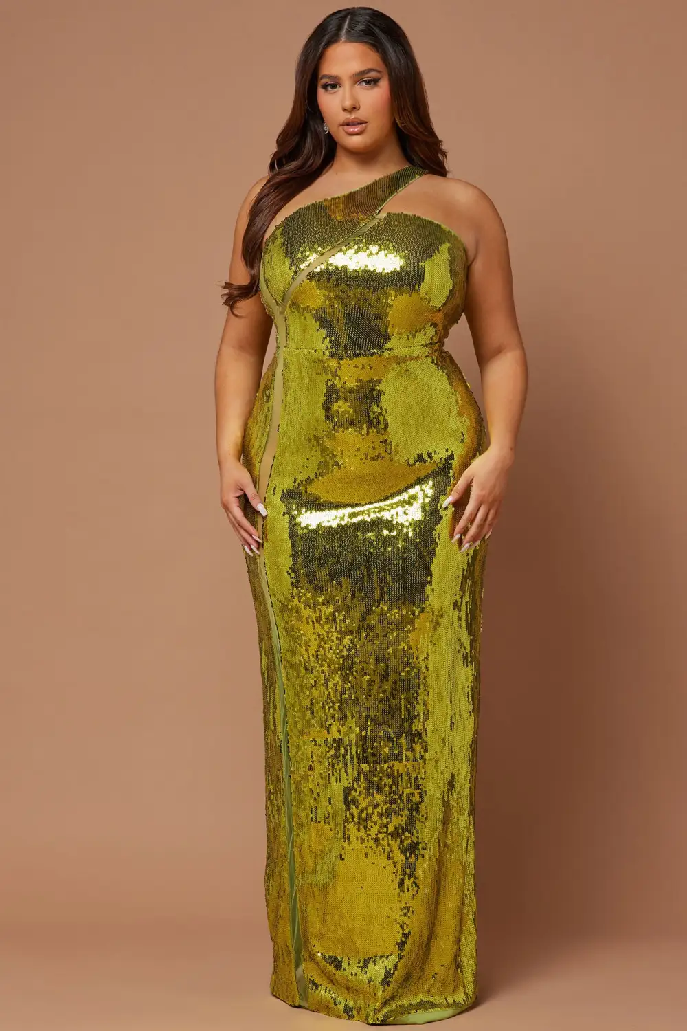 Aamira Sequin Gown - Chartreuse